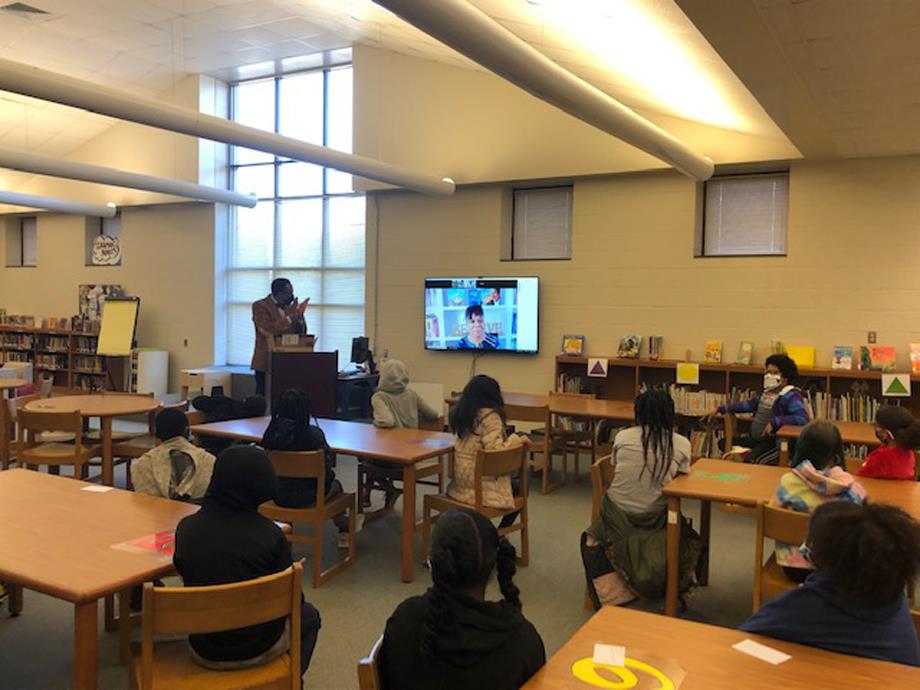 As part of National Author Day, Lingerfeldt Elementary students met and interviewed best-selling children’s author Kelly Starling Lyons through Zoom.  Lyons performed dramatic readings of a few of her books and told the students about her journey as an author and the process she uses to write and wo